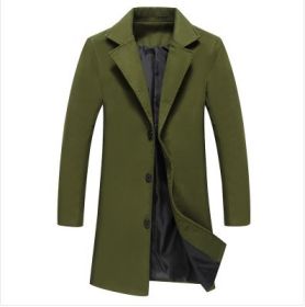 Autumn And Winter New Mens Solid Color Casual Business Woolen Coats (Option: ArmyGreen-5XL)