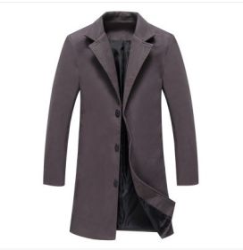 Autumn And Winter New Mens Solid Color Casual Business Woolen Coats (Option: Dark grey-3XL)