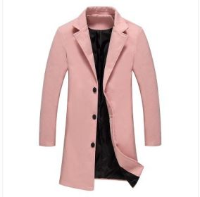 Autumn And Winter New Mens Solid Color Casual Business Woolen Coats (Option: Pink-5XL)