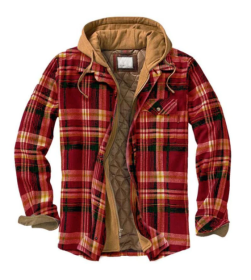 Thickened Cotton Padded Plaid Long Sleeve Loose Hooded Jacket (Option: Red grid-S)